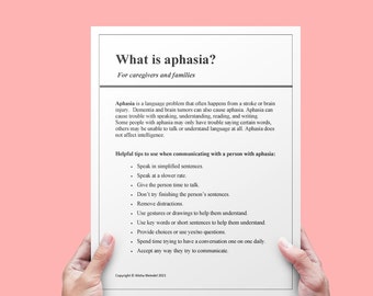 Aphasia handout, Medical SLP, PDF, speech treatment, Worksheets, resources, patient handouts, adult speech therapy, slpa,