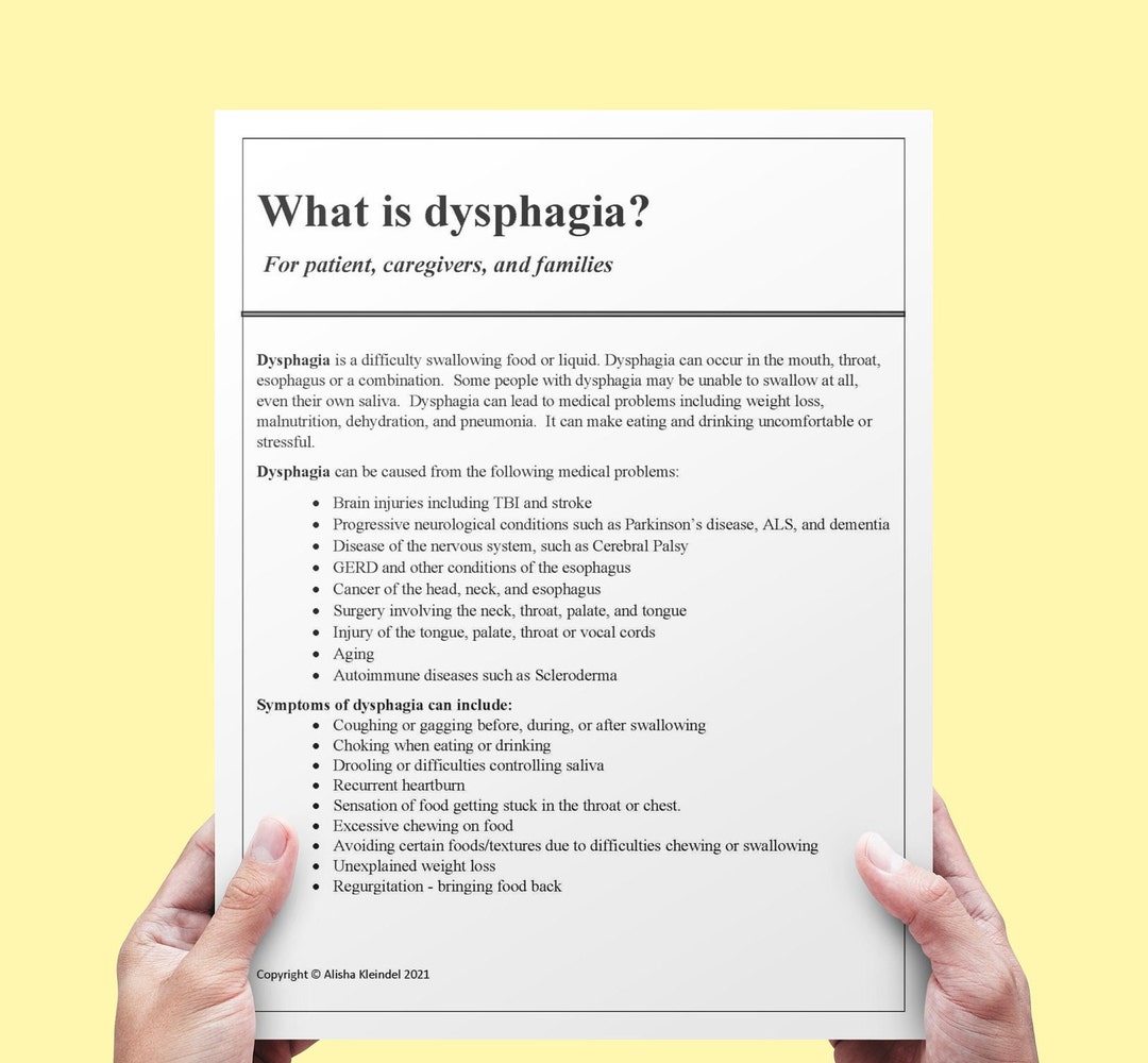 Dysphagia Handout Medical SLP PDF Speech Treatment Etsy