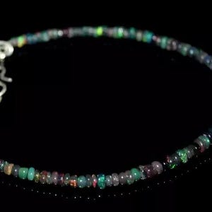 Ethiopian Opal Black Fire Opal Bracelet, Black Fire Opal Bracelet, Beaded Bracelet, Gemstone Bracelet, 925 Sterling Silver Bracelet.