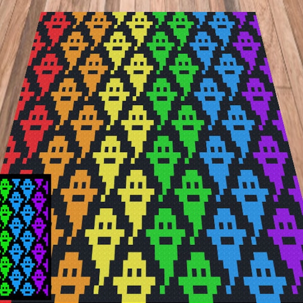 Rainbow Ghosts C2C Crochet Pattern