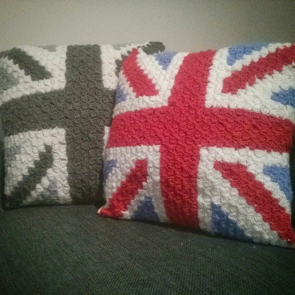 C2C crochet Graph, Union Jack / British Flag crochet cushion cover pattern