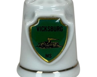 Mississippi Steamboat "Vicksburg" Travel Souvenir Porcelain Thimble Vintage