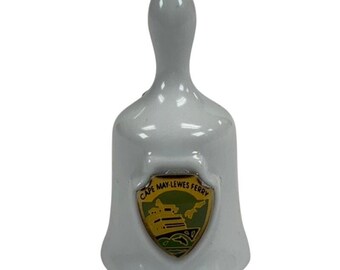 Vintage "Cape May, Lewes Ferry" New Jersey Souvenir Bell White Porcelain 2.25"