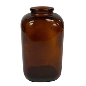 Vintage Amber Brown Glass Snuff Jar Bottle 4 Dots (In Straight Line) 4-1/4&quot; H