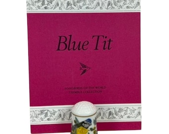 Songbirds Of The World "Blue Tit" Franklin Porcelain Robin Hill Thimble 1983