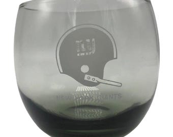NFL New York Giants 1 Lowball Whiskey Tumbler Smoked Gray Team & NFL Logos