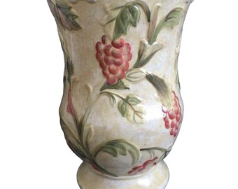 RAYMOND WAITES Umbria Pedestal Vase Certified Intl Floral Italy Style 9.75" Tall