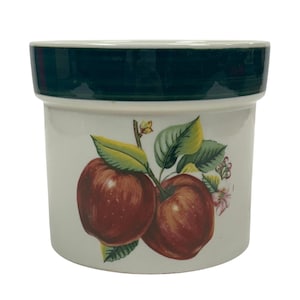 Apples (Casuals) China Pearl Planter 4.25&quot; H 4.5&quot; Diameter Red Apple Green Trim