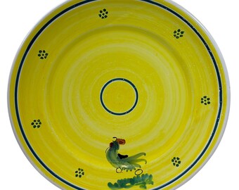 Italian Tuscan Style Rooster Serving Platter 14.25" Yellow Pottery Farmhouse