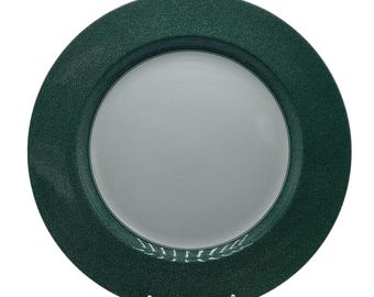 Plato para servir Spode Vermicelli Green de 32 cm (12-5/8") para pasteles, fabricado en Inglaterra entre 1999 y 2002.