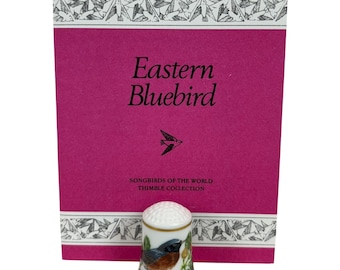 Songbirds Of The World "Eastern Bluebird" Franklin Porcelain Robin Hill Thimble