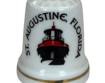 St. Augustine Florida "Lighthouse" Travel Souvenir Porcelain Thimble Vintage