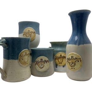 1st Victoria Pottery Unique 2 Mugs Pitcher Goblet Carafe Each Dated 1984-1988