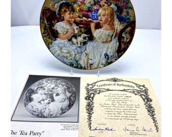 The Tea Party Reco Sandra Kuck 1991 Collectors Plate 1287B COA 2nd