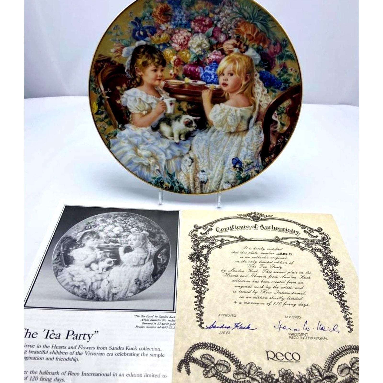 The Tea Party Reco Sandra Kuck 1991 Collectors Plate 1287B COA 2nd