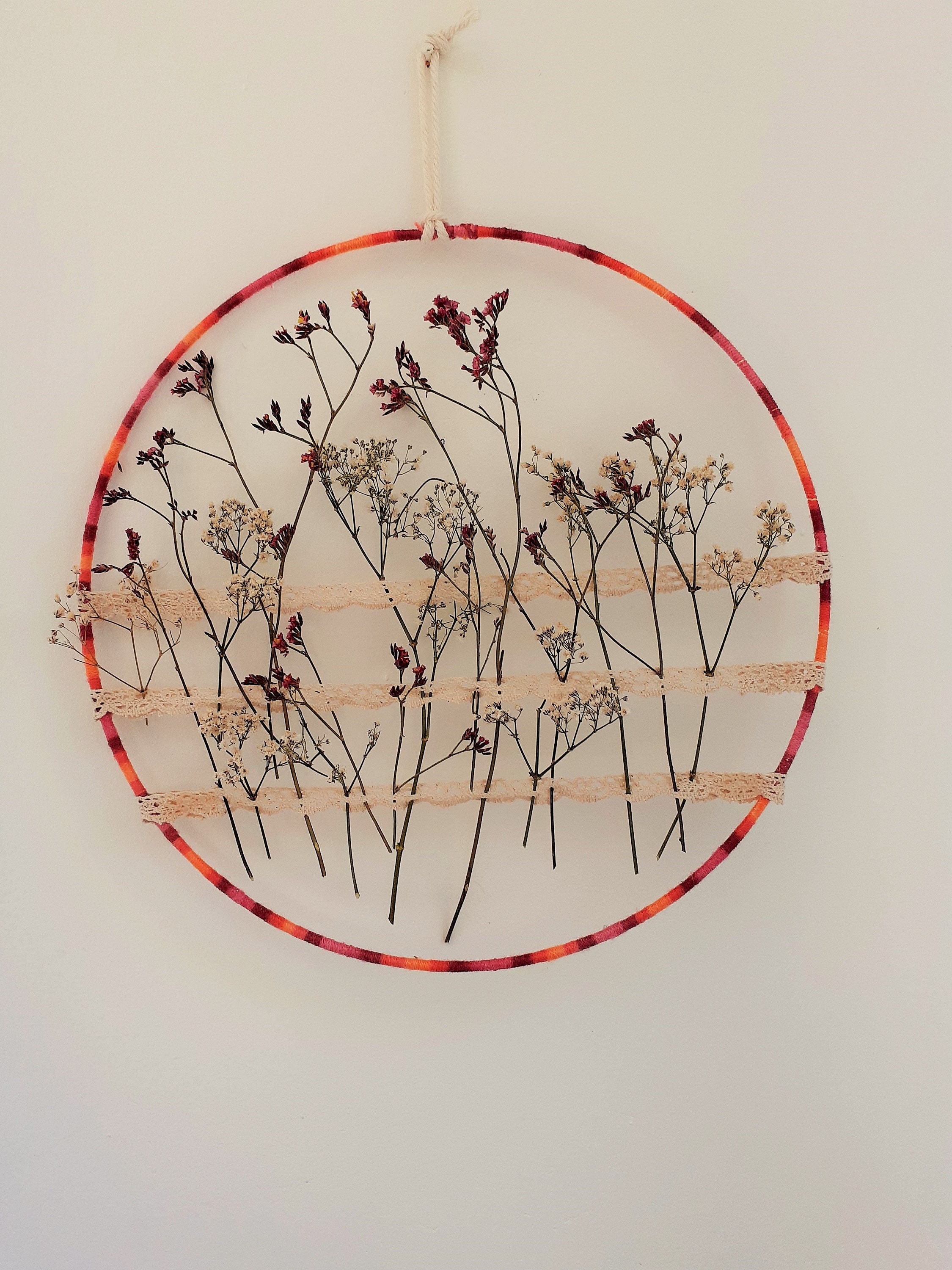 Couronne Laine, Fleurs Séchées