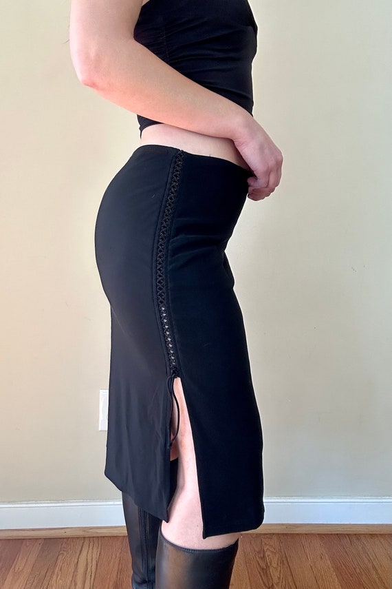 Black Stretch Side Lace Skirt - image 5