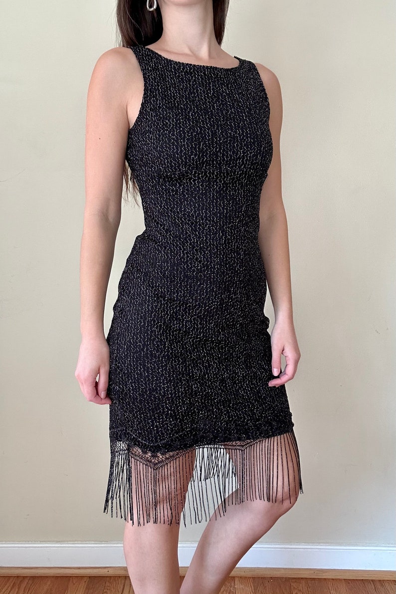 Black Sparkly Fringe Dress - Etsy