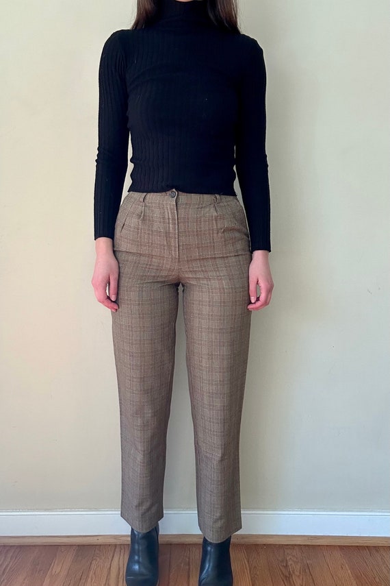 Plaid High Waist Trousers - image 4