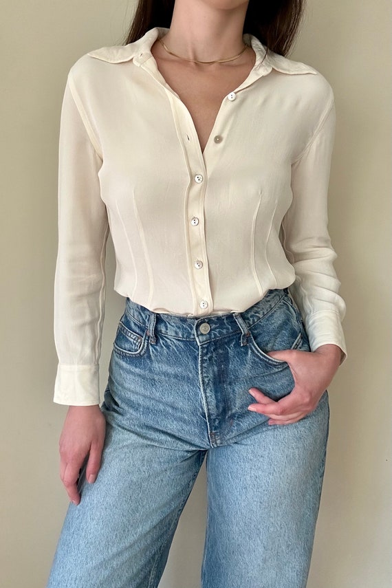 ivory satin blouse
