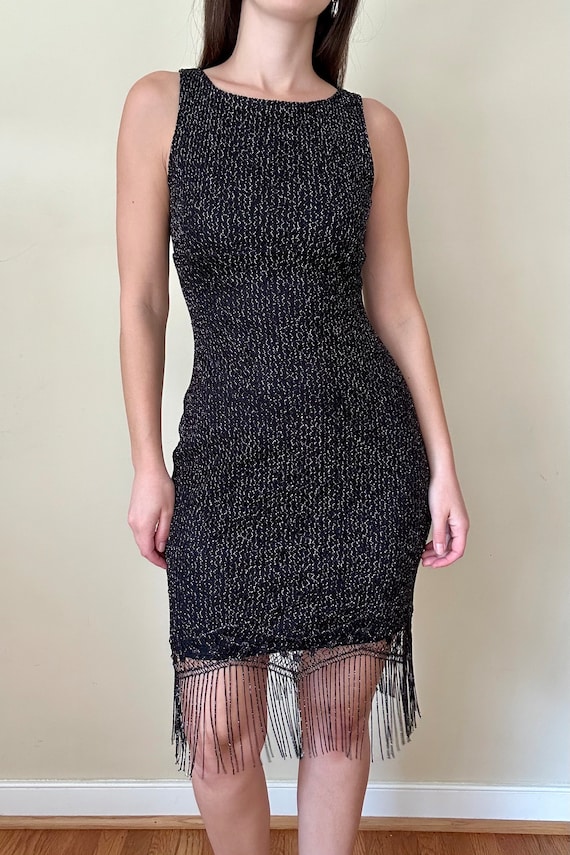 Black Sparkly Fringe Dress