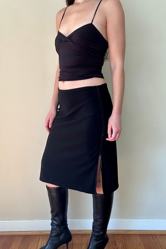 Black Stretch Side Lace Skirt - image 1