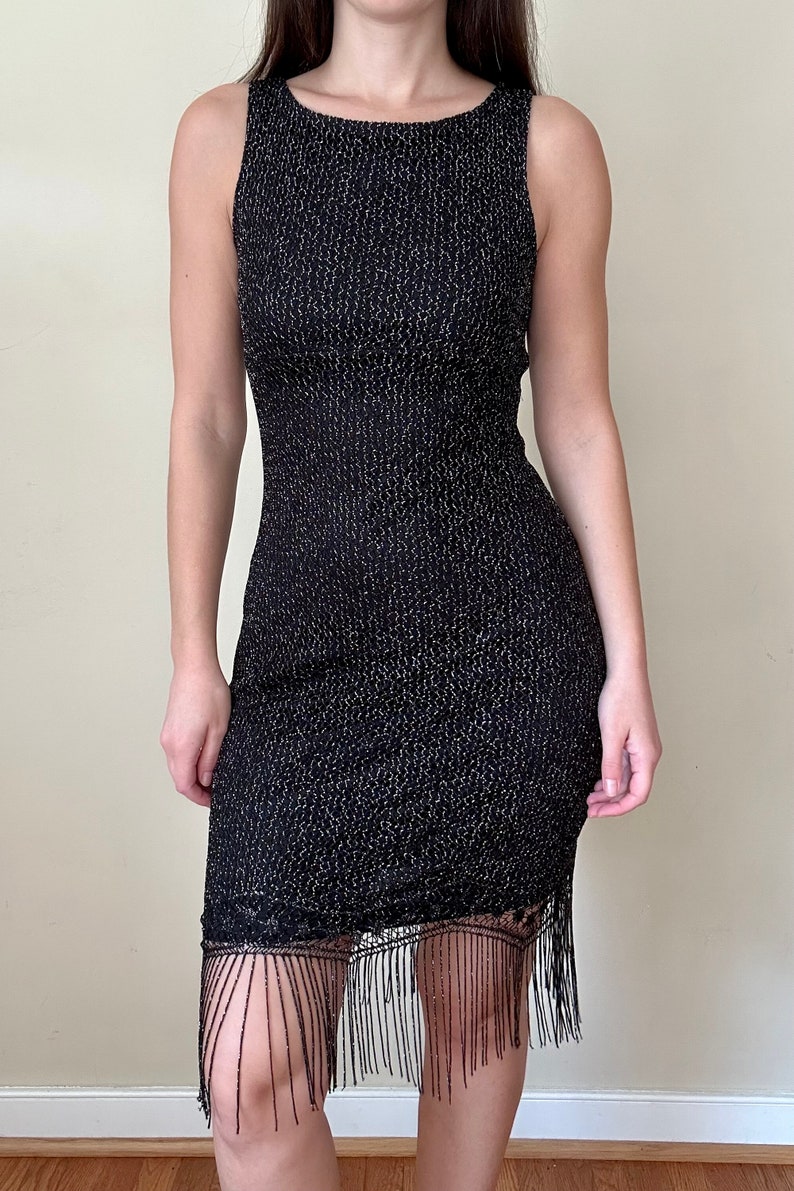 Black Sparkly Fringe Dress - Etsy