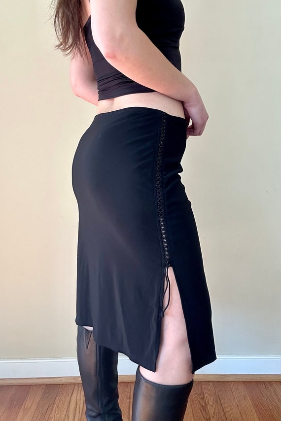 Black Stretch Side Lace Skirt - image 7