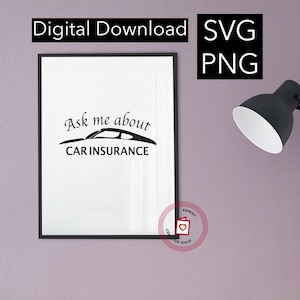 Vraag me over autoverzekeringen Clipart Schaalbare vector SVG PNG Grappige quote over autoverzekering Agent Cadeaus Makers Commercieel gebruik