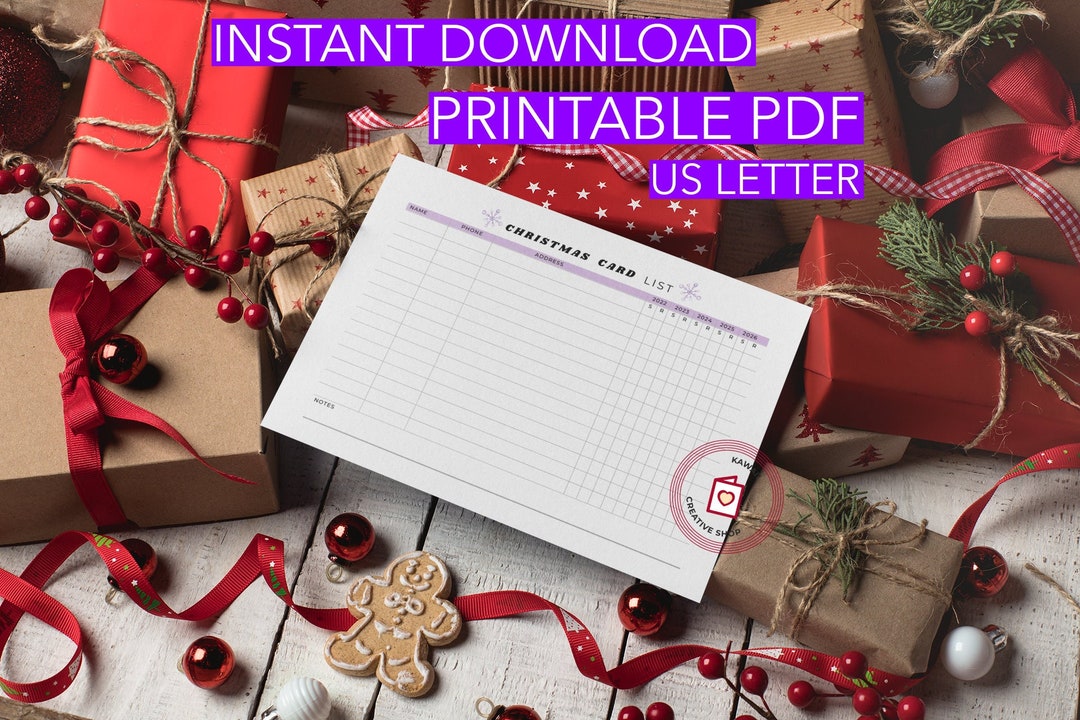 Christmas Card List 20222025 Christmas Card Tracker Sheet Etsy