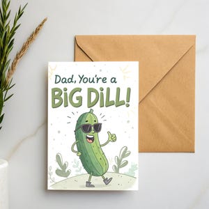 Biglietti di giochi di parole divertenti per papà Biglietto per la festa del papà stampabile "Papà, sei un grande aneto" Biglietto 5x7 con sottaceti e occhiali da sole, download immediato