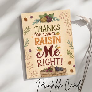 Cartão de Dia das Mães para impressão 5 x 7 Design engraçado e engraçado para a mãe Download instantâneo Obrigado por sempre me fazer passar bem Cartão de trocadilho