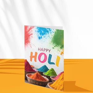 Happy Holi Printable Greeting Card 5x7 Vibrant Color Splash Holi Card for Friends Indian Cultural Greeting Festive Holi Instant Download