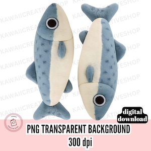 Sardines en peluche clipart PNG mignon dessin animé poudre bleu poisson téléchargement numérique illustration de sardine ludique art de poisson drôle pour sublimation