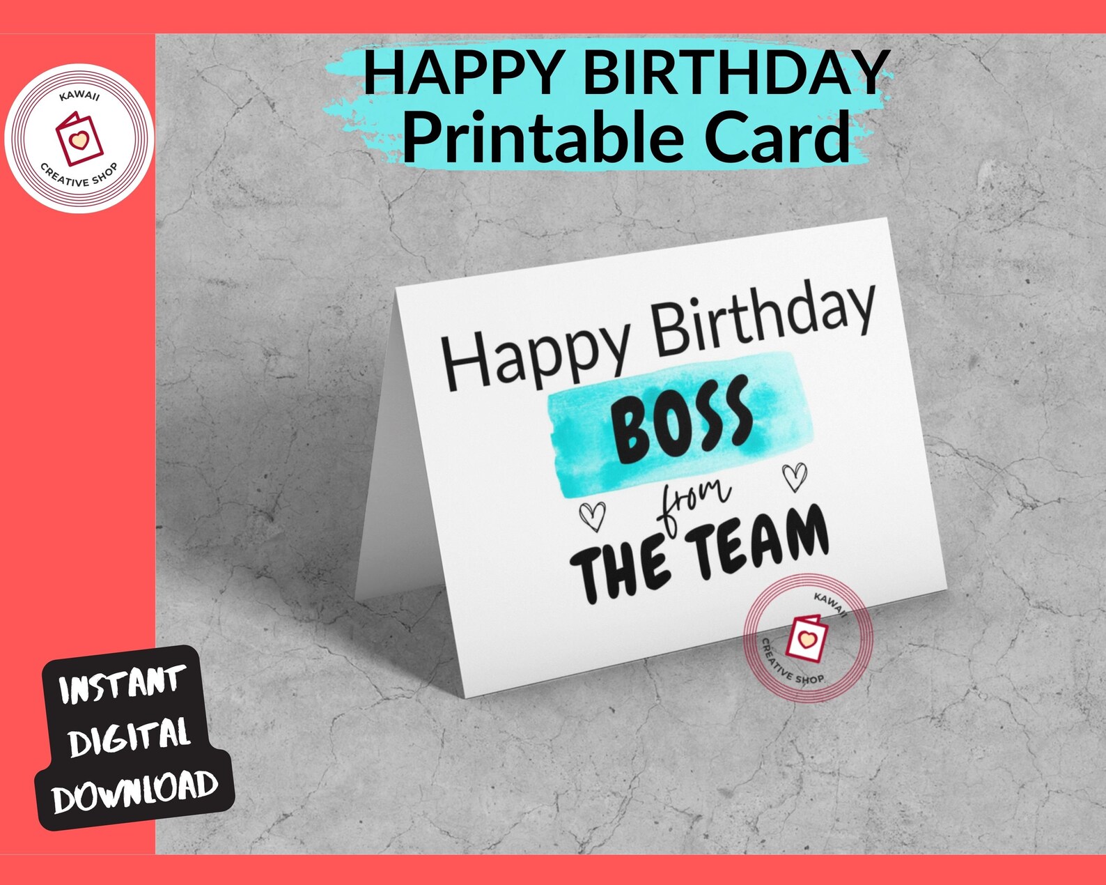 Printable Birthday Card for Boss 7 X 5 Inch Boss Card Instant Download ...