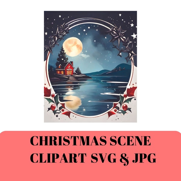 Christmas Clipart SVG JPG Christmas Ornament Clipart Digital Christmas Scene Illustration Xmas Clipart Festive Design Elements Holiday Art
