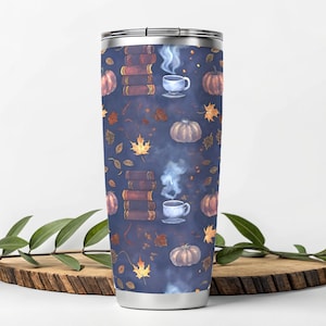 Dark Fall Books Pumpkin Seamless Pattern, Autumn Bookish Repeat Pattern, Fall Reader Digital Paper, Halloween Pumpkin Book Lover