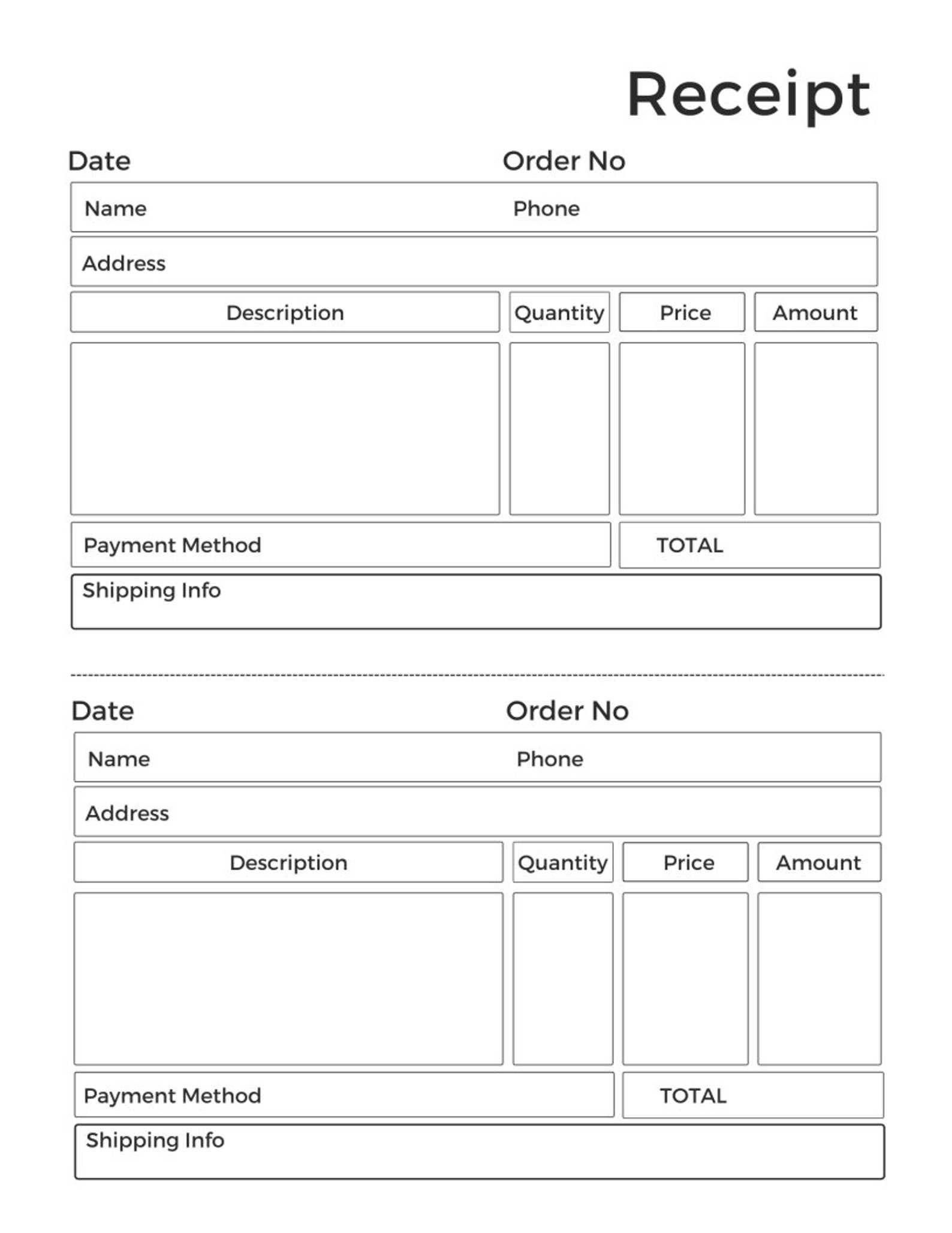 Receipt Template Google Slides Fillable Template Printable | Etsy