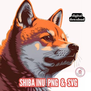 Shiba Inu SVG Head Illustration Cute Shiba Dog Artwork PNG Digital Shiba Inu Portrait Pet Lover Gifts Japanese Dog Art Commercial Use
