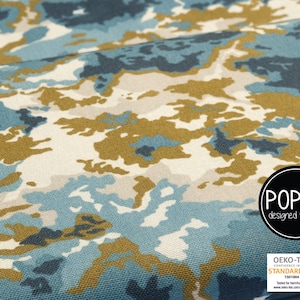 Tela di cotone ARMY CAMOUFLAGE, blu, di Poppy