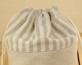 Bread basket, bread bag two-layer with lining. Storage basket, needlework basket, food storage bag, linen bread bag
