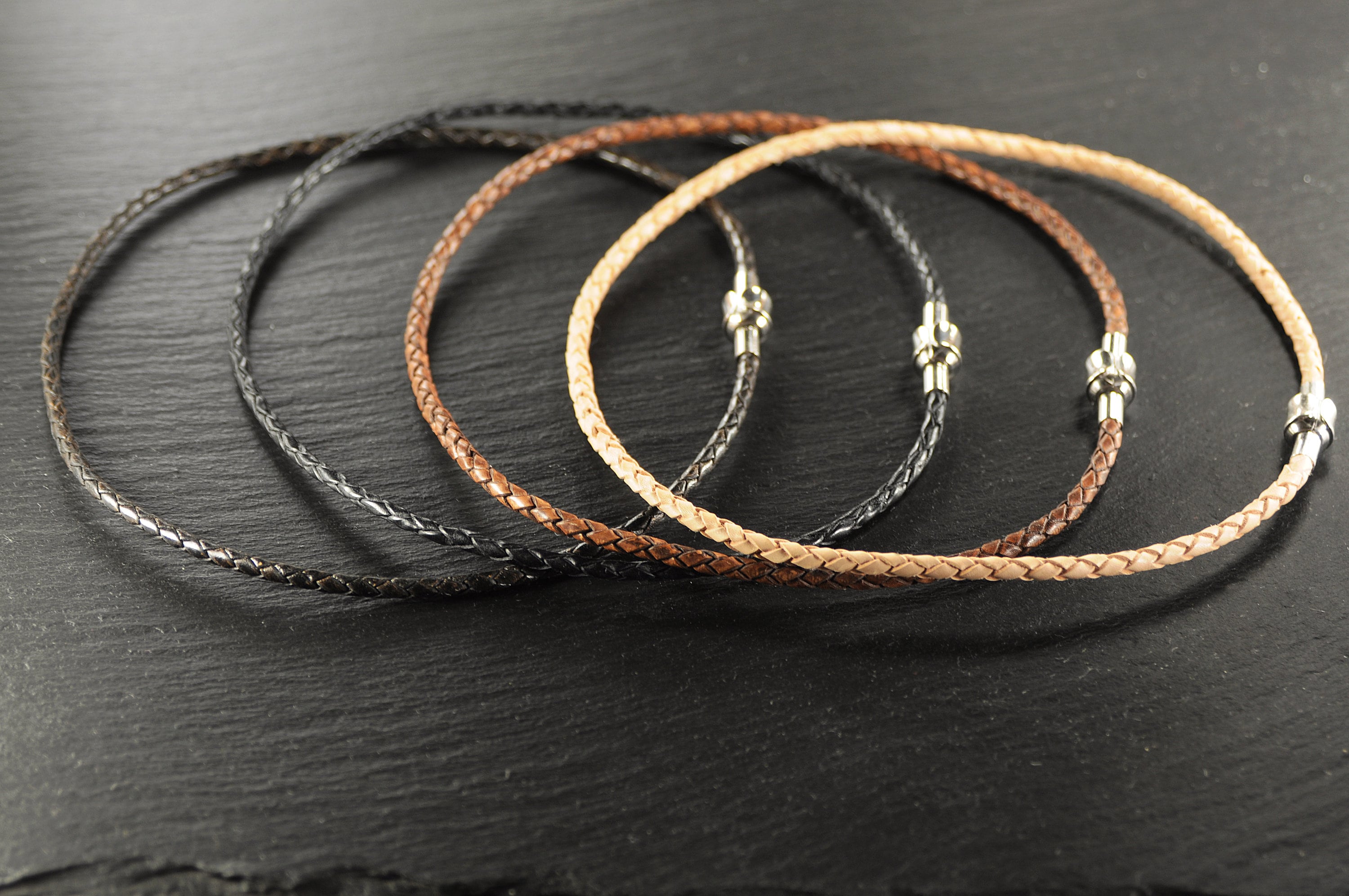 Leather pandora shop charm bracelet
