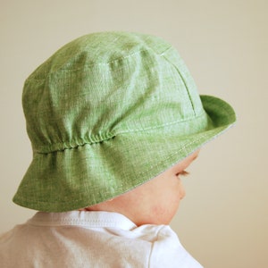リネンのバケットハット。男の子と女の子用のリネンの帽子。子供用の夏用帽子。リネンのサンハット。