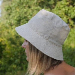 Gray Linen Bucket Hat, Women's Beach Linen Hat, Summer Hat, Fisherman Hat,  Handmade Cotton Hat, Cotton Bucket Hat, Sun Garden Hat, Christmas 
