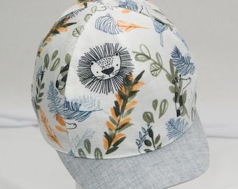 Linen Baby Baseball Cap: Jungle Print Summer Hat
