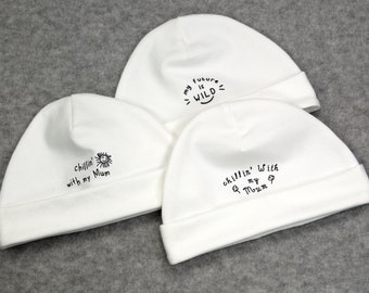 Cotton jersey hat. Baby hat made of elastic knitwear. Children&#39;s hat made of cotton jersey