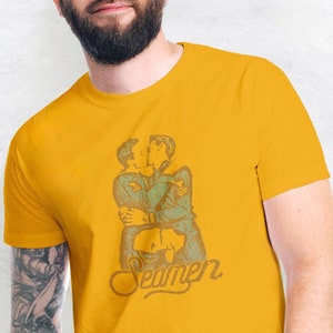 Raunchy "Seamen" T-Shirt: Gay Sailors Kiss and Reveal Themselves