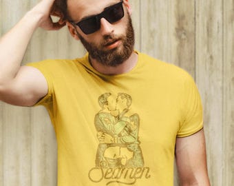 Raunchy "Seamen" T-Shirt: Gay Sailors Kiss and Reveal Themselves