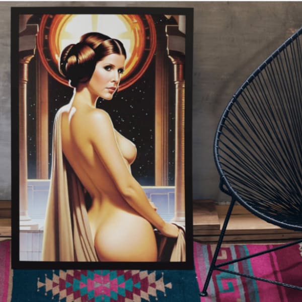 Star Wars Sexy Nude Princess Leia Retro Painting Pin-Up Star Wars Sexy Hot HD Printable Wall Art Digital Download Instant Print