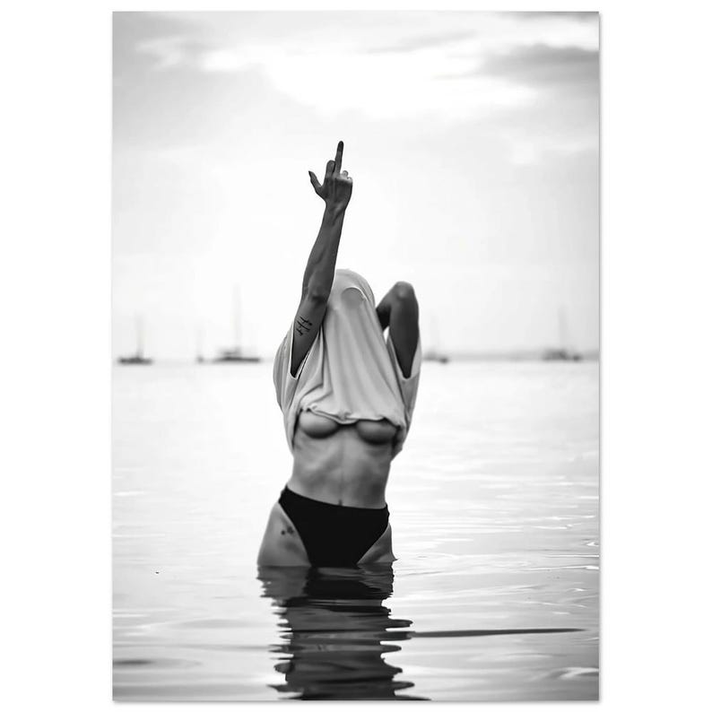 Attitude Poster Female Empowerment Art Woman in Bikini With Middle